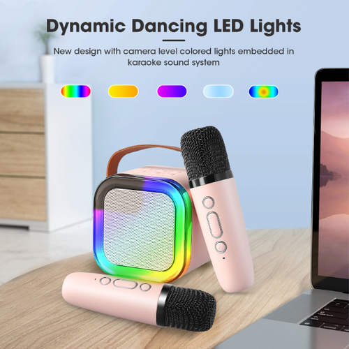 Mini Karaoke Machine for Kids with Wireless Microphones