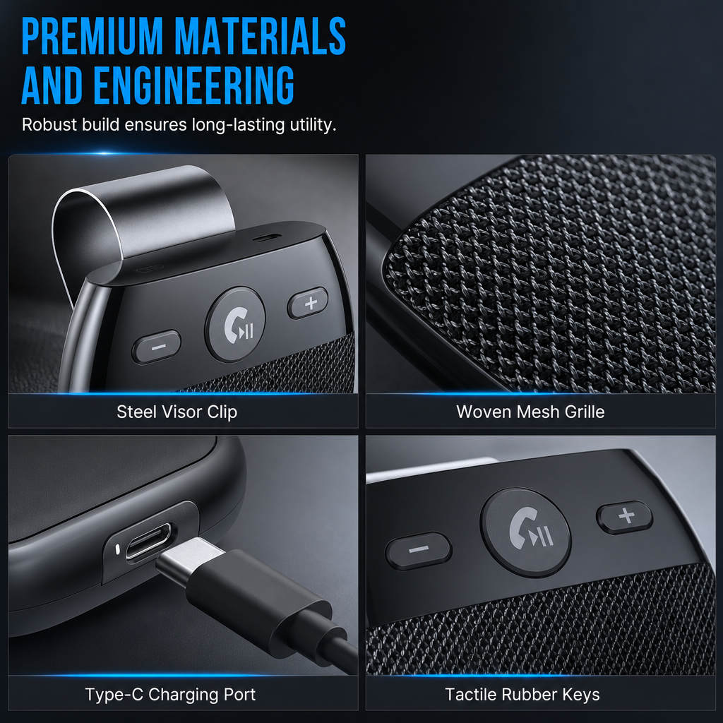 🚗 Bluetooth Car Visor Speakerphone – Hands-Free Calls & 500-Hour Standby 🔋