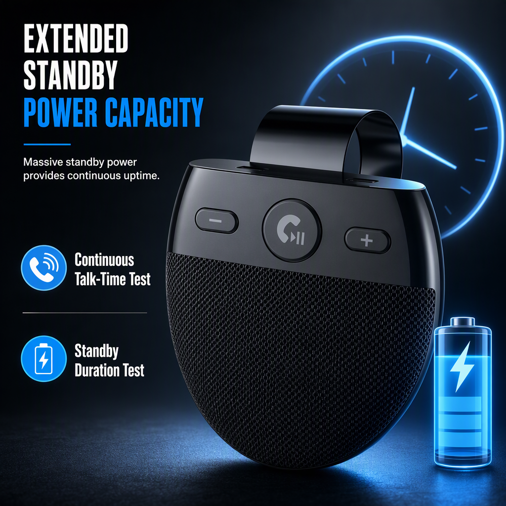 🚗 Bluetooth Car Visor Speakerphone – Hands-Free Calls & 500-Hour Standby 🔋