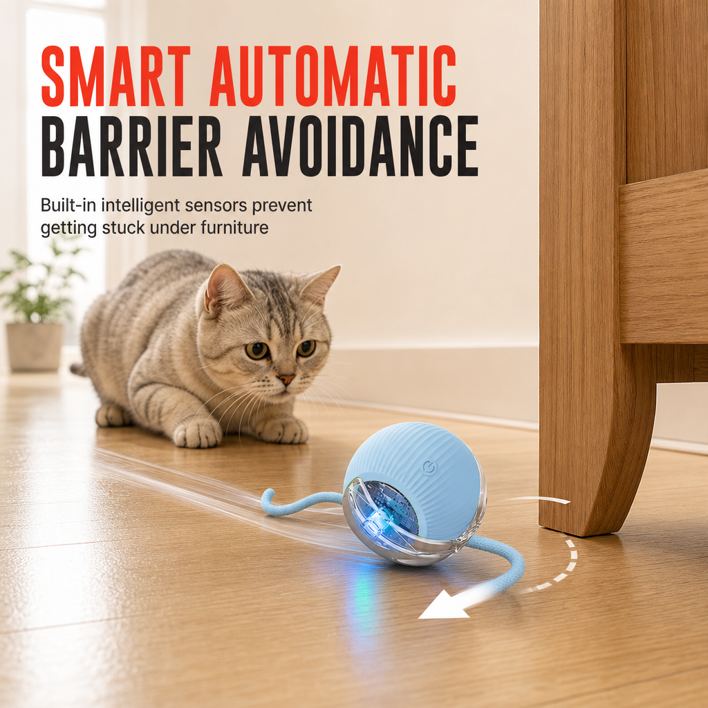 Smart Automatic Rolling Cat Toy Ball with Rope