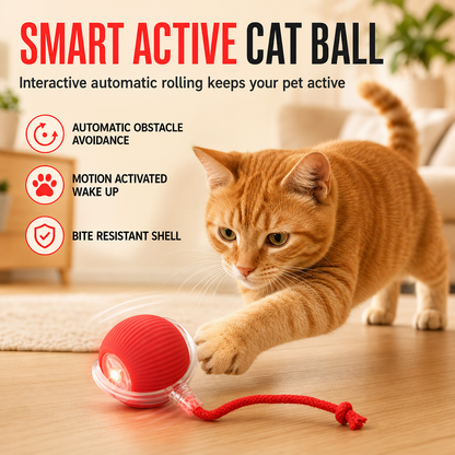 Smart Automatic Rolling Cat Toy Ball with Rope