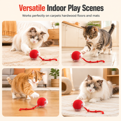 Smart Automatic Rolling Cat Toy Ball with Rope