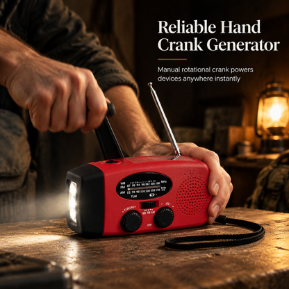 📻 Emergency Solar Hand Crank Radio – AM/FM & NOAA Weather Alerts