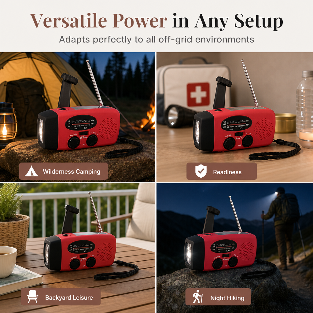 📻 Emergency Solar Hand Crank Radio – AM/FM & NOAA Weather Alerts