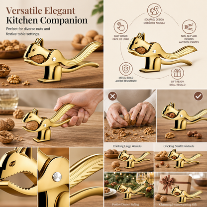 Zinc Alloy Squirrel Shaped Nutcracker Multifunctional Walnut and Nut Cracker Tool
