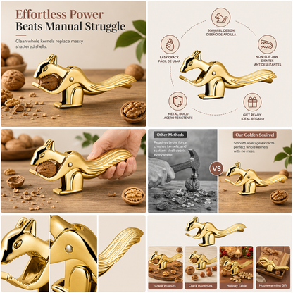 Zinc Alloy Squirrel Shaped Nutcracker Multifunctional Walnut and Nut Cracker Tool
