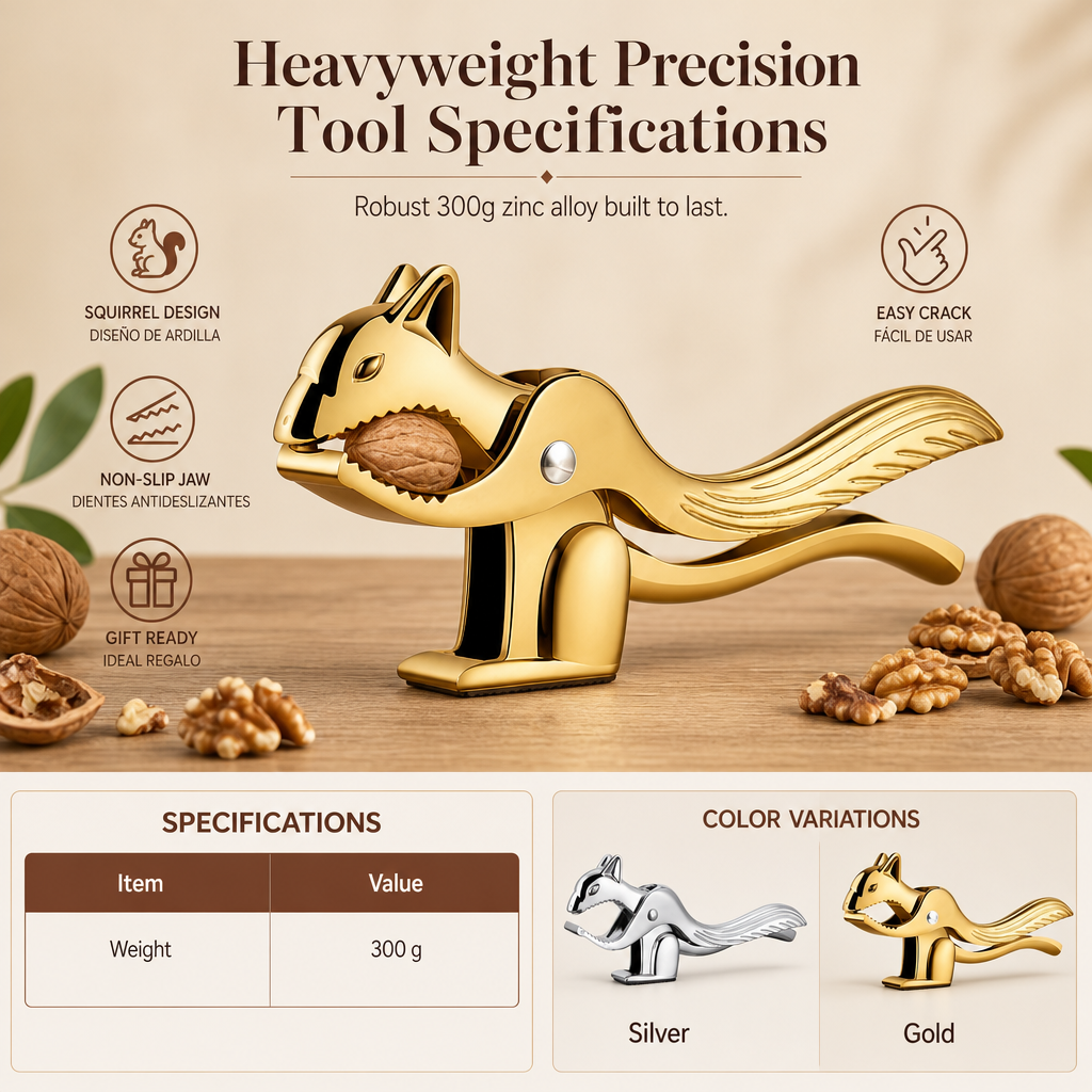 Zinc Alloy Squirrel Shaped Nutcracker Multifunctional Walnut and Nut Cracker Tool