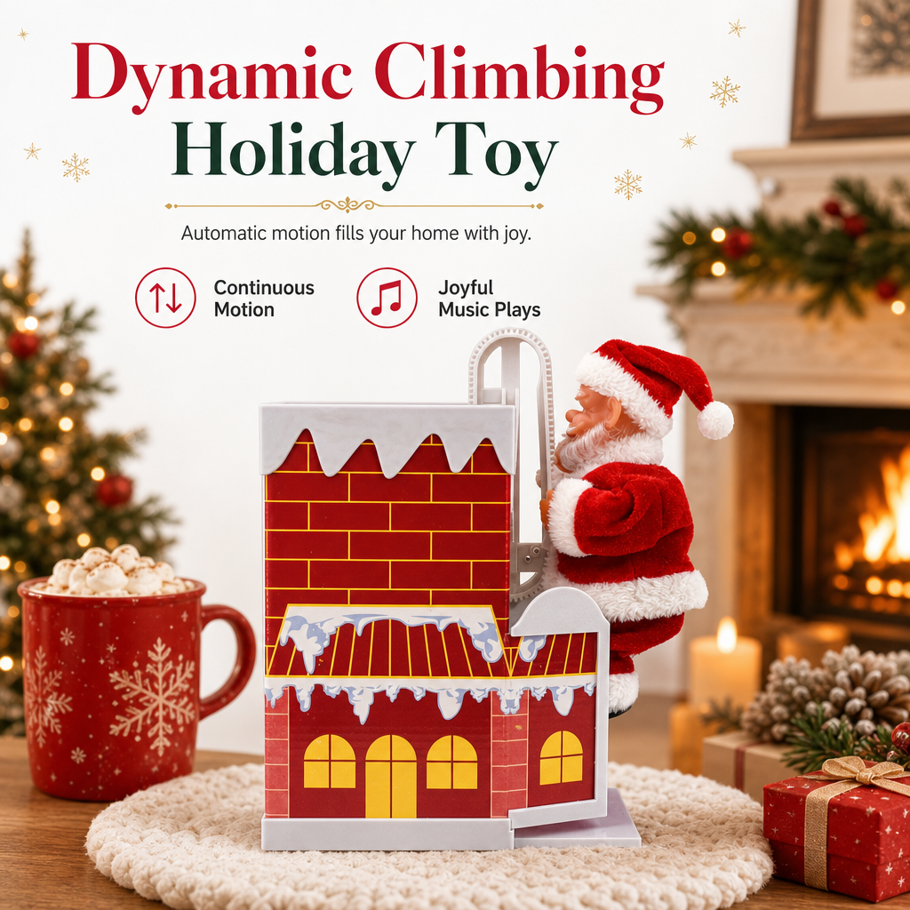 🎅 Animated Climbing Santa Toy – Musical Dancing Christmas Decoration for Kids & Family Fun 🎄