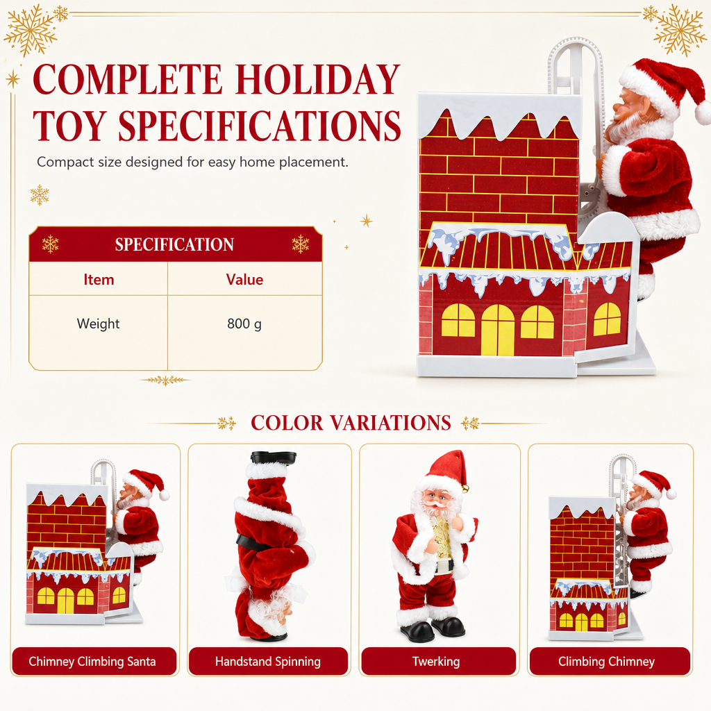 🎅 Animated Climbing Santa Toy – Musical Dancing Christmas Decoration for Kids & Family Fun 🎄
