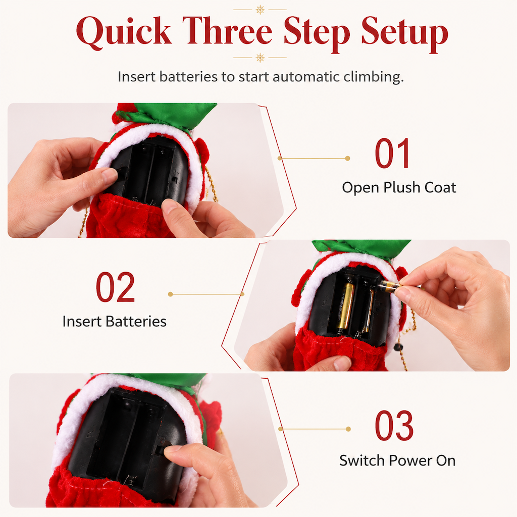 🎅 Animated Climbing Santa Toy – Musical Dancing Christmas Decoration for Kids & Family Fun 🎄